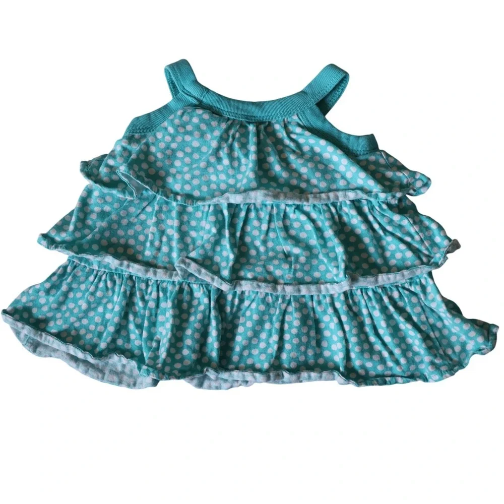 Carters Baby Girl Turquoise Polka Dot Ruffle Tiered Tank Top 3 Months Flower